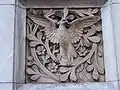 Terracotta sculpture of a hen harrier on a gate pier, Natural History Museum (1870)