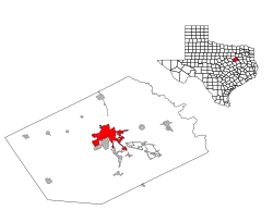 Location within Navarro County and Texas