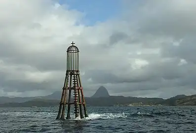 Navigation beacon far out  on Loch Inver