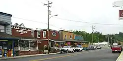 Nehalem business district looking east along Highway 101.