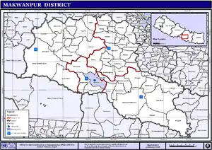 Map of the village development committees in Makwanpur District