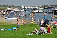 Recreation on the island Koudenhoorn in the Kaag lakes