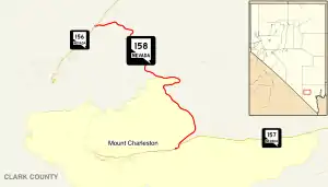 Nevada State Route 158 connects SR156 and SR157 in the Spring Mountains