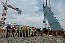 Installation of the composite columns of the athletics stadium (July 2018)