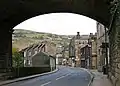 New Road passing under the Caldervale Line railway viaduct