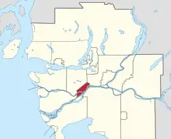 Location of New Westminster in Metro Vancouver