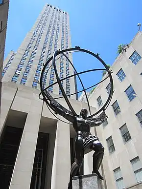 Atlas, bronze sculpture in front of the Rockefeller Center, by Lawrie (1936–37)