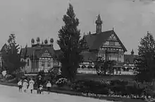 A historic view of the museum building when it was the Bath House.