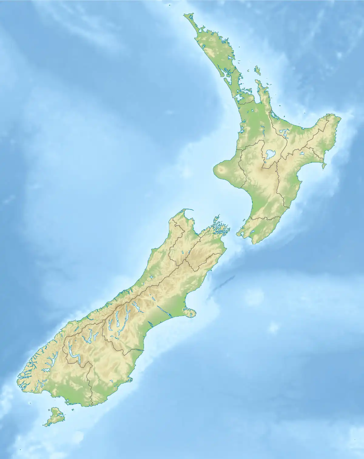 Relief map of New Zealand