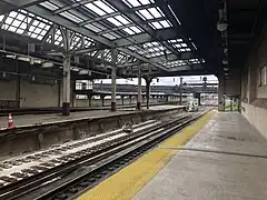 Bridge and station entrance site seen from Newark Penn