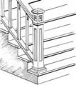 Illustration of a box newel