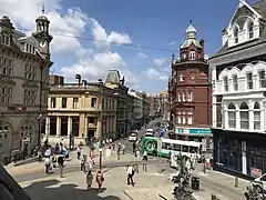 The junction of High Street, Commercial Street, Skinner Street, Bridge Street and Stow Hill in the city centre