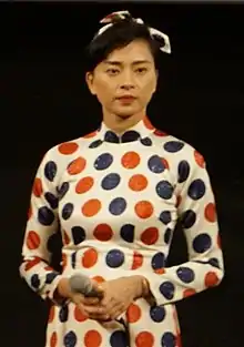 Veronica Ngo wearing Ao Dai at the premiere of The Tailor at the 2017 Busan International Film Festival