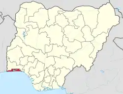 Location of Lagos State in Nigeria