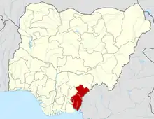 Map of Nigeria highlighting Cross River State