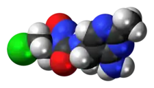 Space-filling model of the nimustine molecule