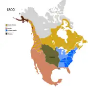 Map showing Non-Native Nations Claim_over NAFTA countries c. 1800