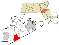 Location in Norfolk County in Massachusetts