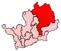 The largest constituency in the county, primarily located in the northeast of the county. Its northernmost parts are considerably further north than constituencies in the west.