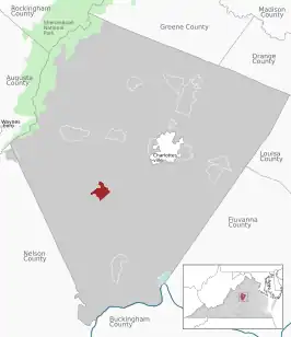 Location of the North Garden CDP within the Albemarle county