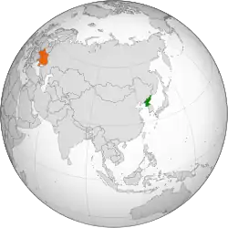 Map indicating locations of North Korea and Ukraine