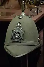 Home Service helmet of the 1st Volunteer Battalion   Northumberland Fusiliers, 1883-1893.