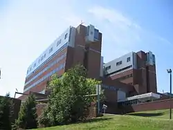 Norwalk Hospital, the most prominent landmark in the neighborhood