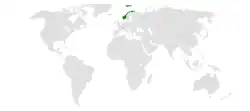 Map indicating locations of Norway and Switzerland