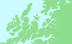 Location of the village in Vesterålen