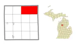 Location within Missaukee County and the state of Michigan