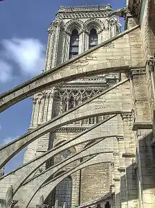 Flying buttresses of Notre Dame de Paris (c. 1230)