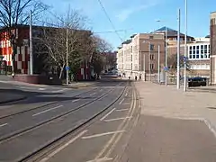 Route through the campus looking north