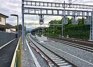 Island platform with two passing tracks