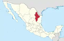 Map of Mexico with Nuevo León highlighted