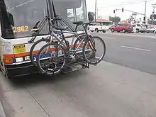 Bus with patented bicycle carrier in use