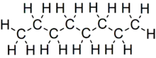 Skeletal formula of octane with all implicit carbons shown, and all explicit hydrogens added