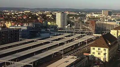 View to the north-east of the station, showing changes since previous image (2016)