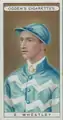 Ogden's cigarette card featuring jockey, Elijah Wheatley, c.1905