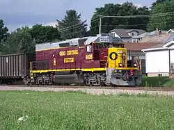 An Ohio Central EMD SD40T-2 in South Zanesville in 2009