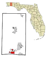 Location in Okaloosa County and the state of Florida