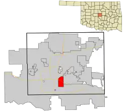 Location in Oklahoma County and the state of Oklahoma.