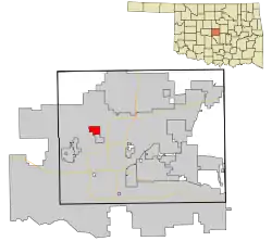 Location in Oklahoma County and the state of Oklahoma.