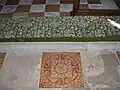 St Marys church showing encaustic tiles in front of the Altar