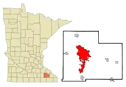 Location of the city of Rochesterwithin Olmsted County, Minnesota