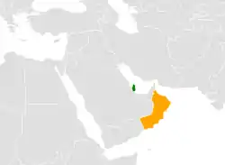 Map indicating locations of Qatar and Oman