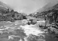 Small boats (scow) on the river during the gold rush era, 1898