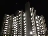 The building at night