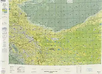 From the Operational Navigation Chart; map including Yopurga (Yüeh-p'u-hu) (DMA, 1980)