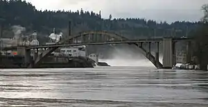 View from northeast, with Willamette Falls in background