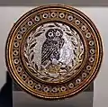 Castellani golds, made in imitation of the antique partly by incorporating original materials, 19th century, brooch with micromosaic owl